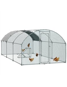 PawHut Walk In Chicken Run with Chicken Activity Shelf and Cover, 2.8 x 5.7 x 2m