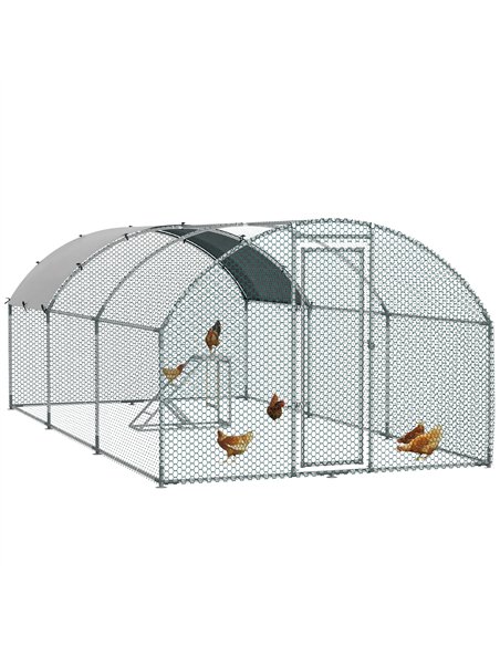PawHut Walk In Chicken Run with Chicken Activity Shelf and Cover, 2.8 x 5.7 x 2m - pic 157587 | FastDaddyshop