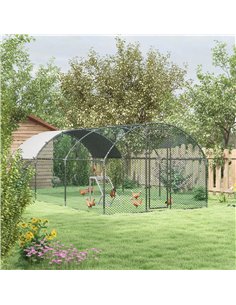 PawHut Walk In Chicken Run with Chicken Activity Shelf and Cover, 2.8 x 5.7 x 2m 2