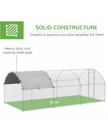 PawHut Walk In Chicken Run with Chicken Activity Shelf and Cover, 2.8 x 5.7 x 2m