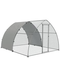 PawHut Galvanised Outdoor Chicken Coop, with Cover, for 8-12 Chickens, Hens, Ducks, Rabbits, 3 x 3.8 x 2.2m - Silver Tone