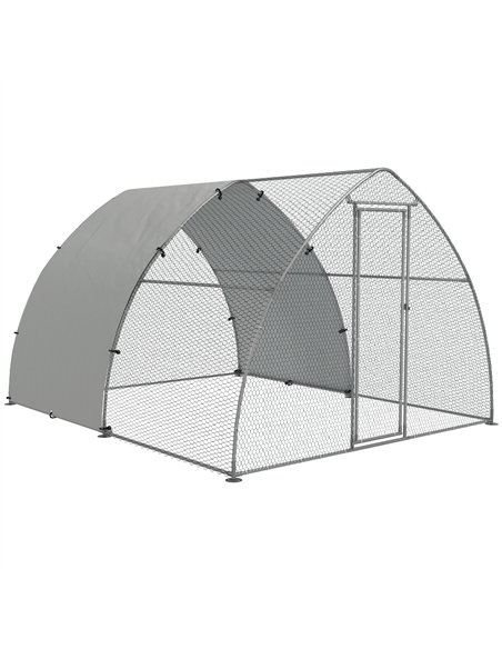 PawHut Galvanised Outdoor Chicken Coop, with Cover, for 8-12 Chickens, Hens, Ducks, Rabbits, 3 x 3.8 x 2.2m - Silver Tone - pic 157596 | FastDaddyshop