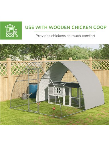 PawHut Galvanised Outdoor Chicken Coop, with Cover, for 8-12 Chickens, Hens, Ducks, Rabbits, 3 x 3.8 x 2.2m - Silver Tone
