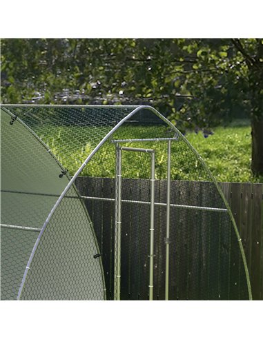 PawHut Galvanised Outdoor Chicken Coop, with Cover, for 8-12 Chickens, Hens, Ducks, Rabbits, 3 x 3.8 x 2.2m - Silver Tone