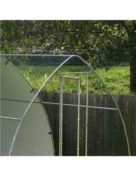 PawHut Galvanised Outdoor Chicken Coop, with Cover, for 8-12 Chickens, Hens, Ducks, Rabbits, 3 x 3.8 x 2.2m - Silver Tone - pic 157603 | FastDaddyshop
