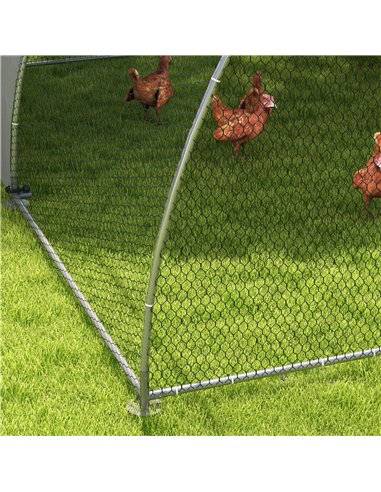 PawHut Galvanised Outdoor Chicken Coop, with Cover, for 8-12 Chickens, Hens, Ducks, Rabbits, 3 x 3.8 x 2.2m - Silver Tone