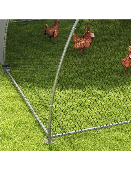 PawHut Galvanised Outdoor Chicken Coop, with Cover, for 8-12 Chickens, Hens, Ducks, Rabbits, 3 x 3.8 x 2.2m - Silver Tone - pic 157604 | FastDaddyshop