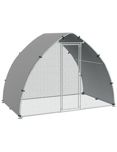 PawHut Galvanised Outdoor Chicken Coop with Cover, for 4-6 Chickens, Hens, Ducks, Rabbits, 3 x 1.9 x 2.2m - Silver Tone