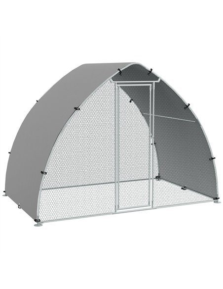 PawHut Galvanised Outdoor Chicken Coop with Cover, for 4-6 Chickens, Hens, Ducks, Rabbits, 3 x 1.9 x 2.2m - Silver Tone - pic 157605 | FastDaddyshop