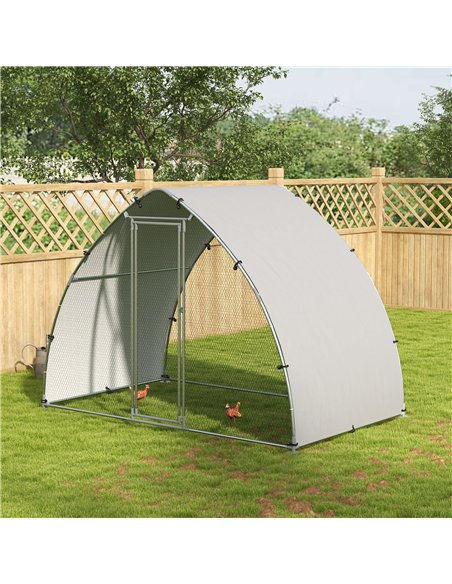 PawHut Galvanised Outdoor Chicken Coop with Cover, for 4-6 Chickens, Hens, Ducks, Rabbits, 3 x 1.9 x 2.2m - Silver Tone - pic 157606 | FastDaddyshop