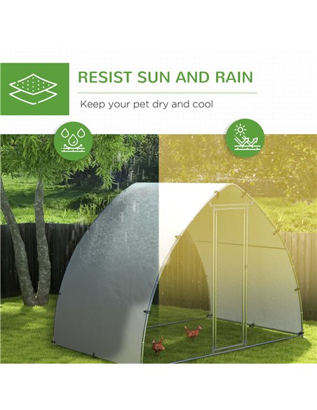 PawHut Galvanised Outdoor Chicken Coop with Cover, for 4-6 Chickens, Hens, Ducks, Rabbits, 3 x 1.9 x 2.2m - Silver Tone - pic 157608 | FastDaddyshop