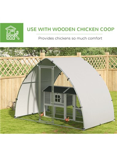 PawHut Galvanised Outdoor Chicken Coop with Cover, for 4-6 Chickens, Hens, Ducks, Rabbits, 3 x 1.9 x 2.2m - Silver Tone