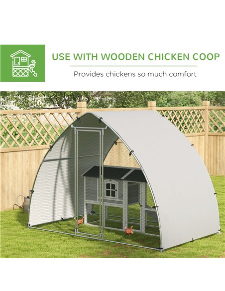 PawHut Galvanised Outdoor Chicken Coop with Cover, for 4-6 Chickens, Hens, Ducks, Rabbits, 3 x 1.9 x 2.2m - Silver Tone - pic 157609 | FastDaddyshop