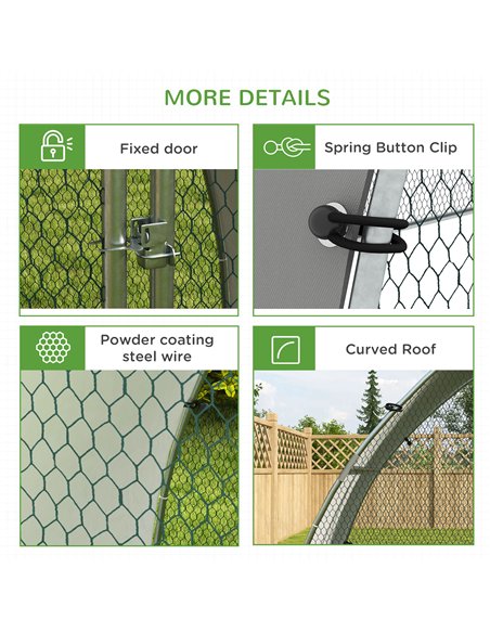 PawHut Galvanised Outdoor Chicken Coop with Cover, for 4-6 Chickens, Hens, Ducks, Rabbits, 3 x 1.9 x 2.2m - Silver Tone - pic 157611 | FastDaddyshop