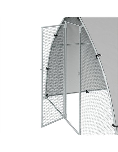 PawHut Galvanised Outdoor Chicken Coop with Cover, for 4-6 Chickens, Hens, Ducks, Rabbits, 3 x 1.9 x 2.2m - Silver Tone