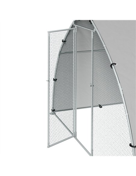 PawHut Galvanised Outdoor Chicken Coop with Cover, for 4-6 Chickens, Hens, Ducks, Rabbits, 3 x 1.9 x 2.2m - Silver Tone - pic 157612 | FastDaddyshop