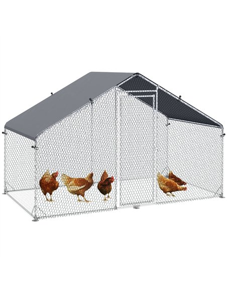 PawHut Galvanised Walk In Chicken Coop Hen House w/ Water-Resist Cover, 3 x 1.7 x 1.9m - pic 157614 | FastDaddyshop