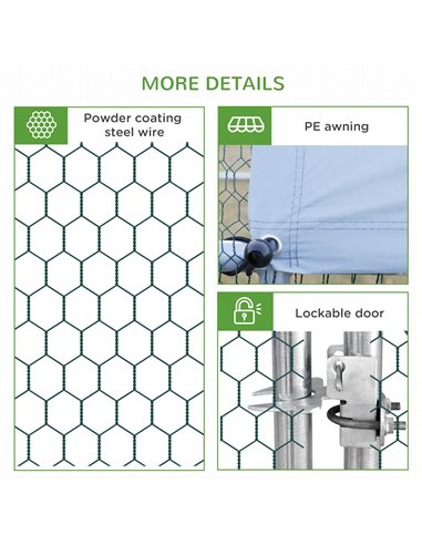 PawHut Galvanised Walk In Chicken Coop Hen House w/ Water-Resist Cover, 3 x 1.7 x 1.9m