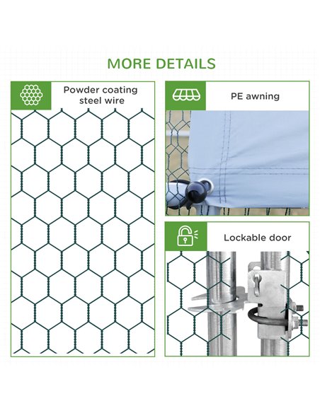 PawHut Galvanised Walk In Chicken Coop Hen House w/ Water-Resist Cover, 3 x 1.7 x 1.9m - pic 157620 | FastDaddyshop