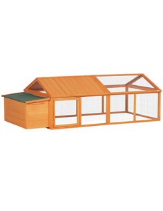 PawHut Wooden Chicken Coop with Nesting Box, Openable Roof, for 4-8 Chickens
