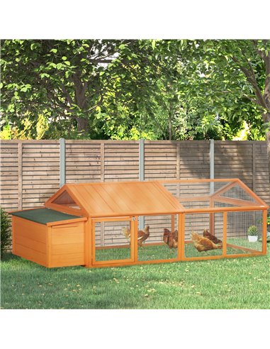 PawHut Wooden Chicken Coop with Nesting Box, Openable Roof, for 4-8 Chickens