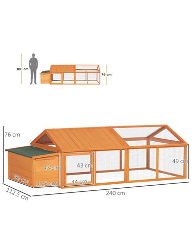 PawHut Wooden Chicken Coop with Nesting Box, Openable Roof, for 4-8 Chickens