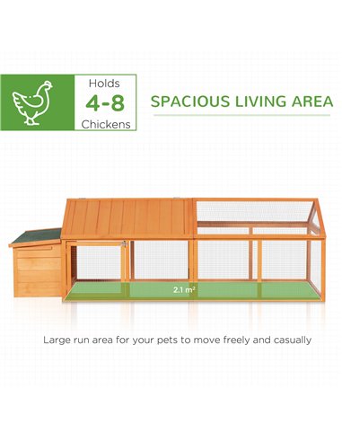 PawHut Wooden Chicken Coop with Nesting Box, Openable Roof, for 4-8 Chickens