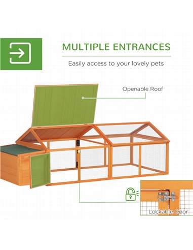 PawHut Wooden Chicken Coop with Nesting Box, Openable Roof, for 4-8 Chickens