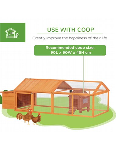 PawHut Wooden Chicken Coop with Nesting Box, Openable Roof, for 4-8 Chickens