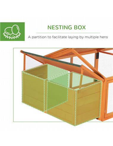 PawHut Wooden Chicken Coop with Nesting Box, Openable Roof, for 4-8 Chickens