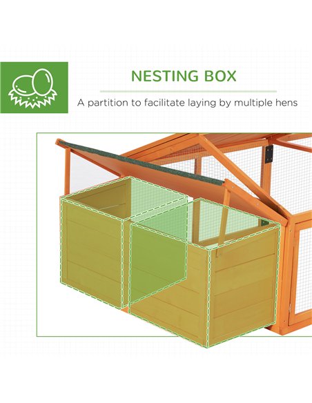 PawHut Wooden Chicken Coop with Nesting Box, Openable Roof, for 4-8 Chickens - pic 157629 | FastDaddyshop