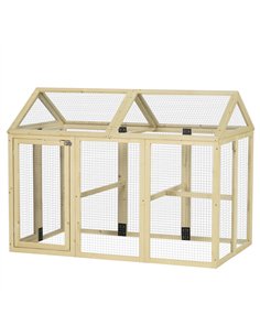 PawHut Large Chicken Run, Wooden Chicken coop, with Combinable Design - Natural Wood Finish