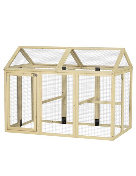 PawHut Large Chicken Run, Wooden Chicken coop, with Combinable Design - Natural Wood Finish - pic 157632 | FastDaddyshop