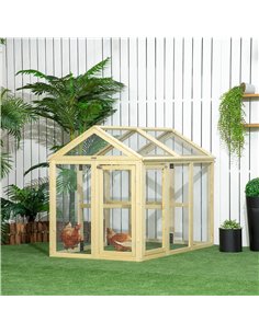 PawHut Large Chicken Run, Wooden Chicken coop, with Combinable Design - Natural Wood Finish 2