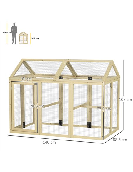 PawHut Large Chicken Run, Wooden Chicken coop, with Combinable Design - Natural Wood Finish - pic 157634 | FastDaddyshop