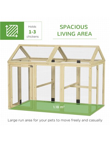 PawHut Large Chicken Run, Wooden Chicken coop, with Combinable Design - Natural Wood Finish