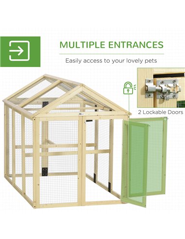 PawHut Large Chicken Run, Wooden Chicken coop, with Combinable Design - Natural Wood Finish