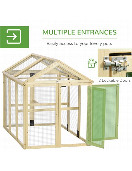 PawHut Large Chicken Run, Wooden Chicken coop, with Combinable Design - Natural Wood Finish - pic 157636 | FastDaddyshop