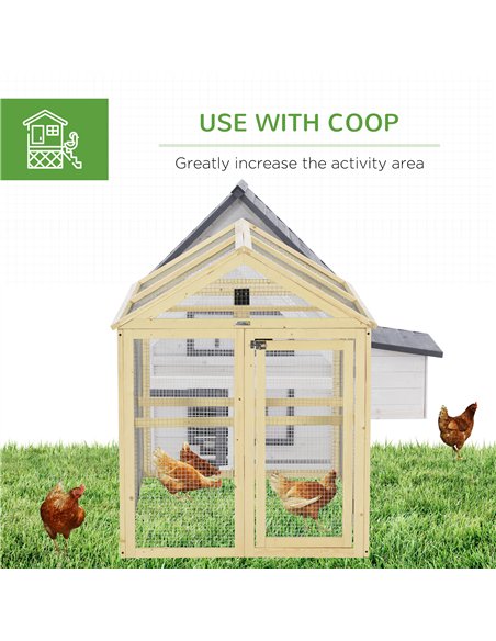 PawHut Large Chicken Run, Wooden Chicken coop, with Combinable Design - Natural Wood Finish - pic 157637 | FastDaddyshop