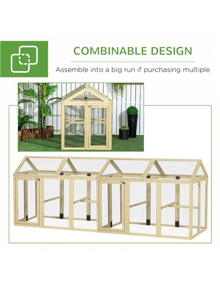 PawHut Large Chicken Run, Wooden Chicken coop, with Combinable Design - Natural Wood Finish - pic 157638 | FastDaddyshop