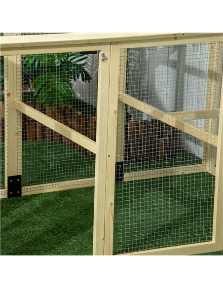 PawHut Large Chicken Run, Wooden Chicken coop, with Combinable Design - Natural Wood Finish - pic 157639 | FastDaddyshop