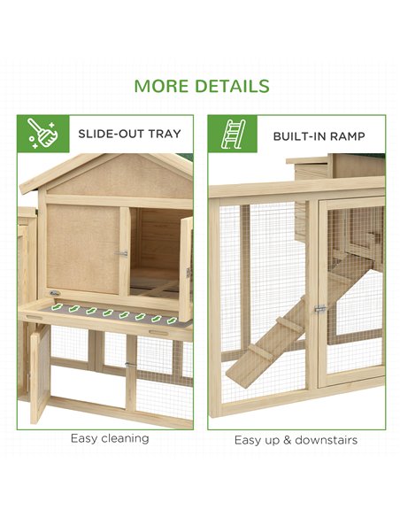 PawHut Large Chicken Coop, Wooden Garden Hen House, Poultry Coops Cages with Run, Nesting Box, Natural Wood Finish - pic 157647 | FastDaddyshop