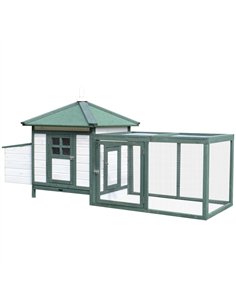 PawHut Chicken Coop, Small Animal Pet cage w/ Nesting Box, Wooden Outdoor Run, Green
