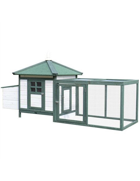 PawHut Chicken Coop, Small Animal Pet cage w/ Nesting Box, Wooden Outdoor Run, Green - pic 157659 | FastDaddyshop