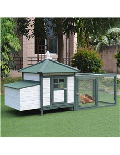 PawHut Chicken Coop, Small Animal Pet cage w/ Nesting Box, Wooden Outdoor Run, Green 2