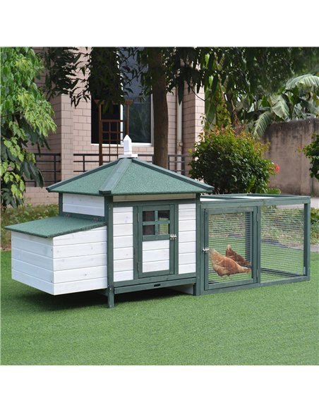 PawHut Chicken Coop, Small Animal Pet cage w/ Nesting Box, Wooden Outdoor Run, Green - pic 157660 | FastDaddyshop