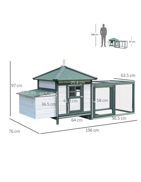 PawHut Chicken Coop, Small Animal Pet cage w/ Nesting Box, Wooden Outdoor Run, Green - pic 157661 | FastDaddyshop