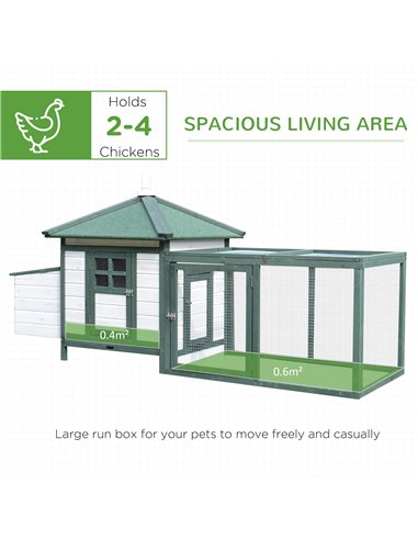 PawHut Chicken Coop, Small Animal Pet cage w/ Nesting Box, Wooden Outdoor Run, Green