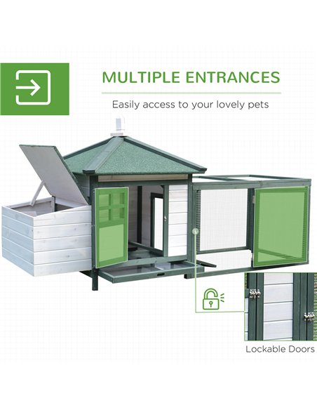 PawHut Chicken Coop, Small Animal Pet cage w/ Nesting Box, Wooden Outdoor Run, Green - pic 157663 | FastDaddyshop