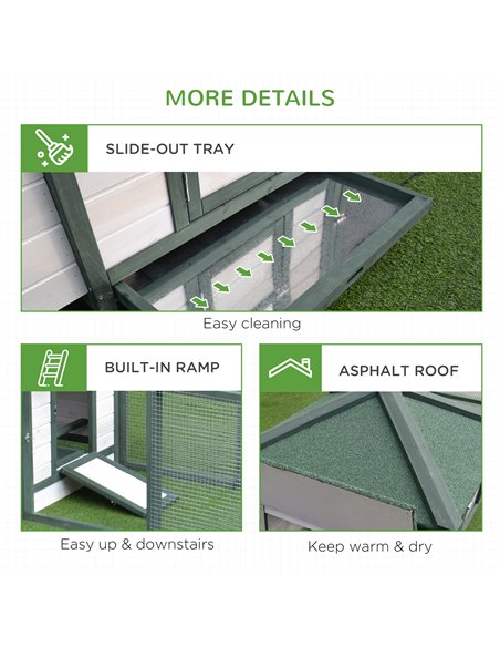 PawHut Chicken Coop, Small Animal Pet cage w/ Nesting Box, Wooden Outdoor Run, Green - pic 157665 | FastDaddyshop